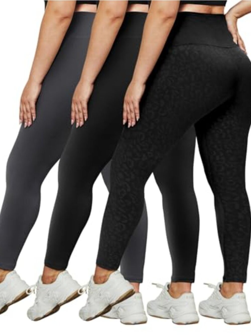 High Waisted Tummy Control Capri Leggings 4-Way Stretch 3 Pack Yoga Running